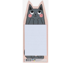Блокнот фигурный «Кот» на магните, 20×8 см, блок с точками, «Серый котик с розовыми щечками»