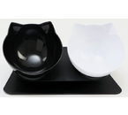 Миски пластиковые на подставке Sima-Land, 2 шт.: 500 мл, 27,5×14×15 см, черная и белая на черной подставке