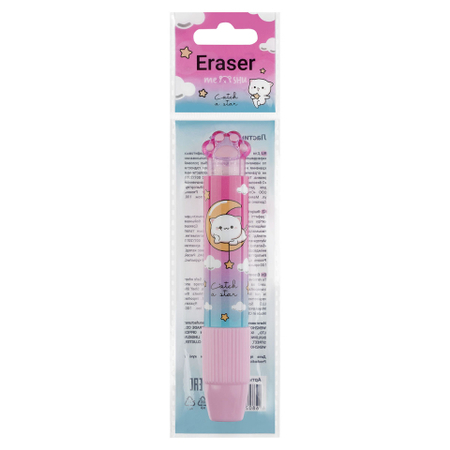 Ластик Meshu Meow в пластиковом футляре, 115*18*18 мм, белый Ластик Meshu Meow в пластиковом футляре, 115*18*18 мм, белый