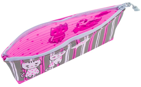 Пенал-косметичка мягкий силиконовый Brauberg Kittens, 22*3*8 см