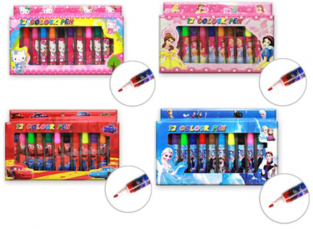 Фломастеры в картонной упаковке, 12 цветов, толщина линии 1-2 мм, невентилируемый колпачок, ассорти Фломастеры в картонной упаковке, 12 цветов, толщина линии 1-2 мм, невентилируемый колпачок, ассорти