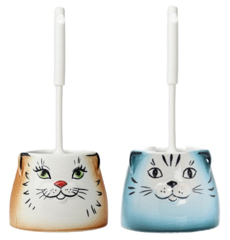 Подставка под ёрш фарфоровая «Кошка», 34*17*17 см, с ёршиком, ассорти