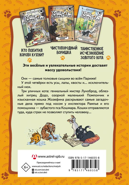 Книга детская «Коты-детективы. Парижские тайны», 145*210*24 мм, 384 страницы