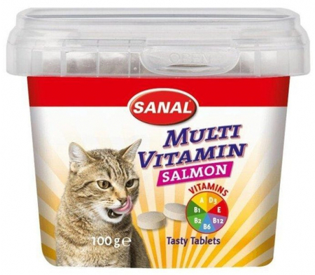 Витамины для кошек Sanal «Мультивитамин», 100 г, «Лосось»