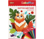 Картон цветной односторонний А4 ColorPics, 12 цветов×2, 24 л.