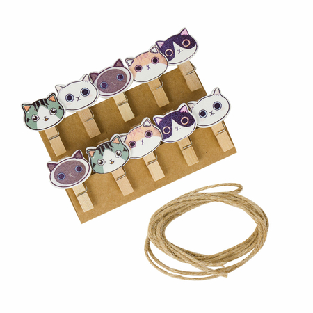 Прищепки декоративные со шпагатом, 10 шт., длина 3,5 см