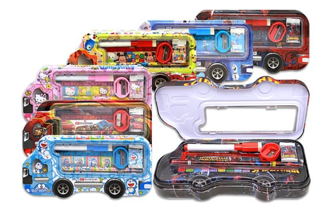 Пенал школьный двухкамерный с наполнением, 210*100 мм, ассорти