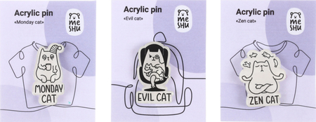Набор значков акриловых Meshu, 3 шт., Such Different Cats Набор значков акриловых Meshu, 3 шт., Such Different Cats