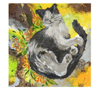 Картина «Черный котик на сиреневом фоне» (Сильченко А.С.), 40×40 см