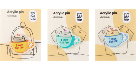 Набор значков акриловых Meshu, 3 шт., Catsincups