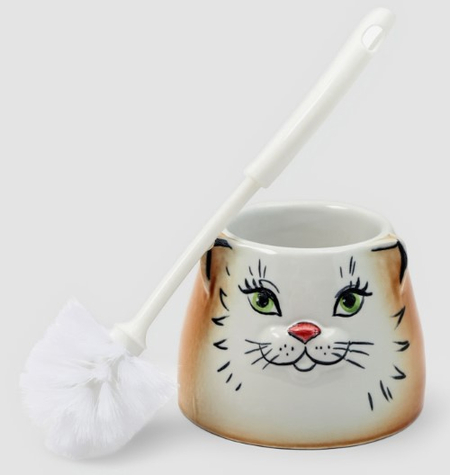 Подставка под ёрш фарфоровая «Кошка», 34*17*17 см, с ёршиком, ассорти