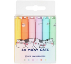 Набор маркеров-текстовыделителей мини M&G So Many Cats, 6 цветов