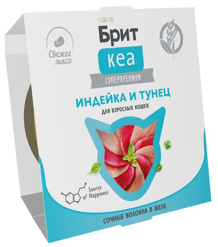 Корм влажный «Брит Кеа» (для взрослых кошек), 75 г, «Индейка и тунец в желе» Корм влажный «Брит Кеа» (для взрослых кошек), 75 г, «Индейка и тунец в желе»