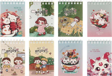 Блокнот на гребне BG А7, 70*100 мм, 40 л., клетка, Anime Style, ассорти