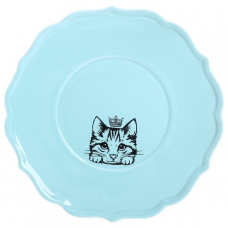 Тарелка керамическая «Классический стиль. Кошка», диаметр 20 см, голубая
