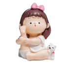 Сувенир полистоун «Малышка с белым котиком - йога», 5,5×4,5 см