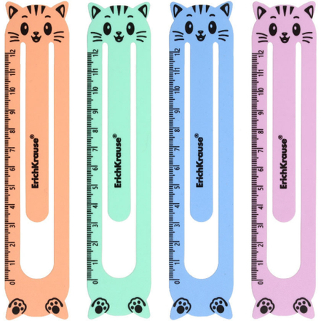 Закладки пластиковые фигурные ErichKrause, 4 шт., 165*35 мм, Matt Pastel Bloom, ассорти