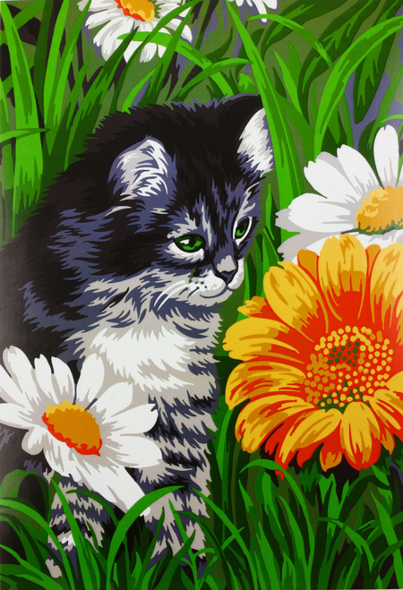 Картина по номерам Greenwich Line (картон), 29,5*39,5 см, «Котик в цветах»