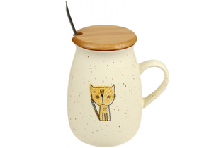 Кружка керамическая с деревянной крышкой и ложкой «Пэтти», 350 мл Кружка керамическая с деревянной крышкой и ложкой «Пэтти», 350 мл