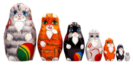 Набор матрешек деревянных, 7 шт., «Коты» Набор матрешек деревянных, 7 шт., «Коты»