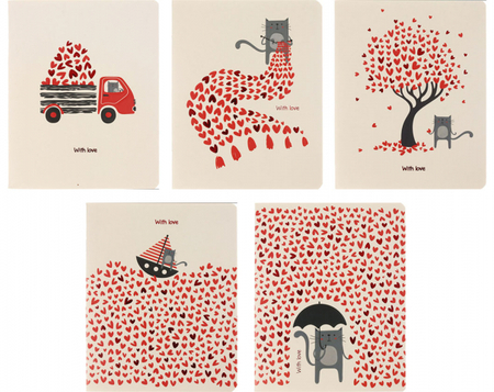 Тетрадь общая А5, 48 л. на скобе «Сердечки», 160*202 мм, клетка, ассорти Тетрадь общая А5, 48 л. на скобе «Сердечки», 160*202 мм, клетка, ассорти