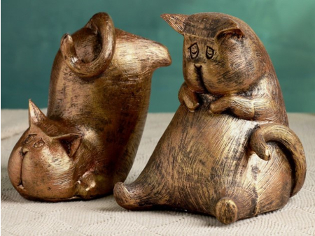 Держатель-подставка для книг полистоун «Два кота», высота 15 см, цвет бронзовый Держатель-подставка для книг полистоун «Два кота», высота 15 см, цвет бронзовый