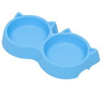 Миска двойная пластиковая «Пижон», 300 мл, 25×13×3,5 см, с прорезиненными ножками, «Кошка», синяя