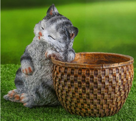 Кашпо фигурное цветочное полистоун «Котенок спящий», 23*18 см, серый Кашпо фигурное цветочное полистоун «Котенок спящий», 23*18 см, серый