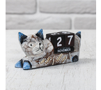 Календарь деревянный настольный, 13×6,5×4 см, «Кошка» (англ.яз.: месяцы)