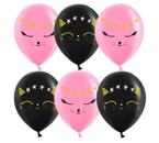 Шар воздушный «Стильная открытка», 12"/30 см, «Волшебный котенок», пастель, черный и розовый