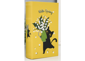 Кэш-бокс (сейф-книга) «Кошка в лучах лазера», 21×13×5 см, «Черный кот с ландышами в вазе»