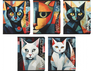 Тетрадь общая А5, 48 л. на скобе «Графичные коты» Тетрадь общая А5, 48 л. на скобе «Графичные коты»