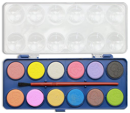 Акварель «Китти», 12 цветов, в пластиковой коробке, с кистью