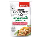 Корм влажный Gourmet (для взрослых кошек), 75 г, лосось и зеленая фасоль