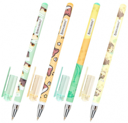 Ручка шариковая Brauberg Cute, «Милые коты», корпус ассорти, стержень синий