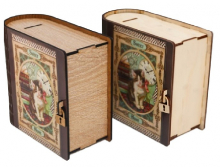 Шкатулка-книга деревянная «Котенок», 14*14 см, ассорти
