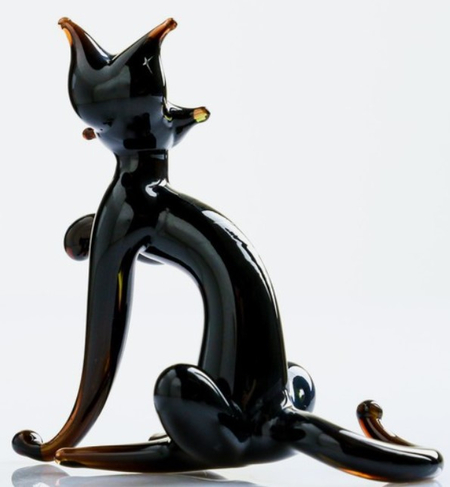 Фигура из стекла «Кот черныш», 6*7*4 см