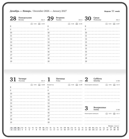 Еженедельник датированный на 2027 год Brauberg, 171*93 мм, 64 л., линия, «Кот»