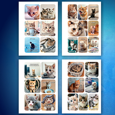 Стикербук-блокнот с наклейками Brauberg «Просто наклей», 105*150 мм, 16 л., 96 цветных стикеров, «Коты мемы»