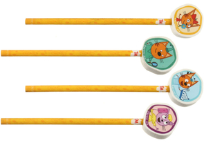 Карандаш чернографитный «Три кота», твердость грифеля ТМ, с ластиком, корпус ассорти Карандаш чернографитный «Три кота», твердость грифеля ТМ, с ластиком, корпус ассорти