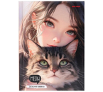 Книжка записная «Девушка и кот», 145×205 мм, 80 л., без линовки