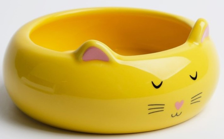 Миска керамическая «Кошка-лепешка», 200 мл, 13*5,5 см, желтая
