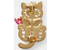 Брошь «Кошка» Sima-Land, 3,5*2*1,5 см, «С розой», бело-розовая с золотистым