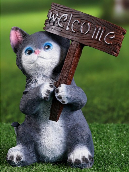 Фигура садовая полистоун «Котенок», 12*12*25 см, Welcome Фигура садовая полистоун «Котенок», 12*12*25 см, Welcome