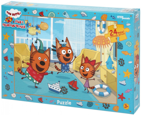 Пазлы Maxi Step Puzzle , 50*34,5 см, 24 элемента, «Три кота (new 1)»