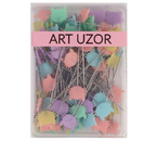 Булавки для квилтинга Art Uzor, «Котик», 53 мм, 100 шт., цветные