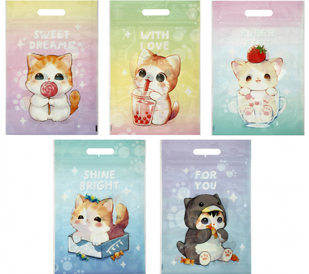 Пакет подарочный Meshu с застежкой ZipLock, 15*22 см, Cute Kitten, ассорти