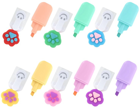 Набор маркеров-текстовыделителей Funster «Лапки», 6 цветов, пастель, с топперами Набор маркеров-текстовыделителей Funster «Лапки», 6 цветов, пастель, с топперами