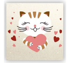 Мини-открытка в букеты «Стильная открытка», 70×70 мм, «Котик с сердечком»