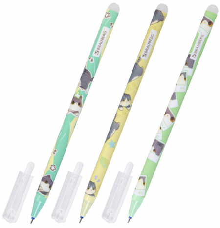 Ручка гелевая Brauberg Cute «Пиши-стирай», корпус ассорти, стержень синий